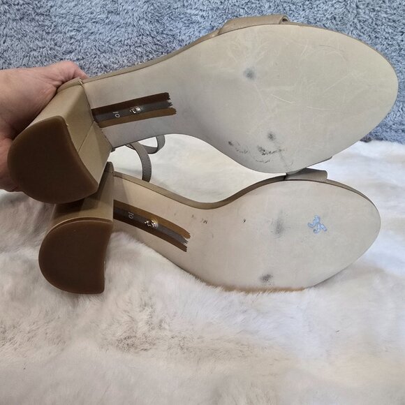 Sam Edelman Yaro Ankle Strap Dress Sandal Heel Classic Nude Leather Womens US 10 - Picture 7 of 11